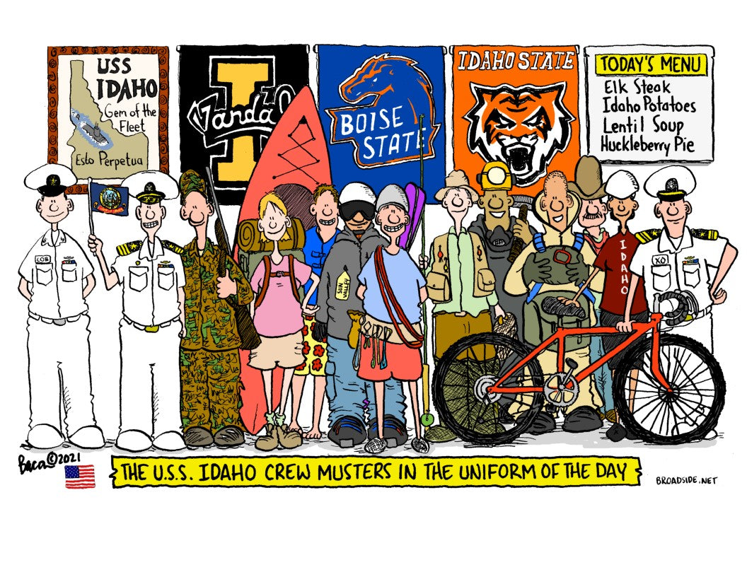 Jeff Bacon - 'Broadside' Cartoonist - USS IDAHO Uniform of the Day